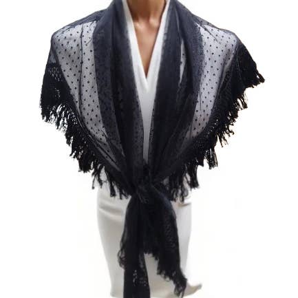 Susana Escribano - Wholesale Wrap - Women's - Flamenco shawl with plumeti fabric for women17