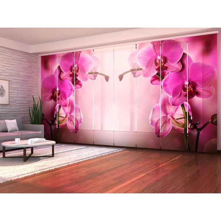 Set of 8 Purple Orchid Panel Curtains for wholesale by IlyDecor