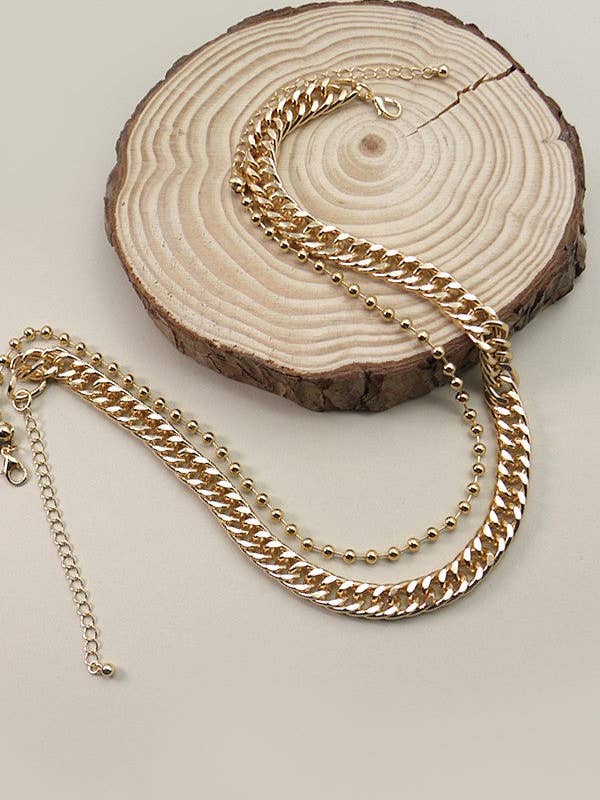DOUBLE ROW CURB CHAIN NECKLACE | 52N2090514 for wholesale by JOSSLYN by wall to wall