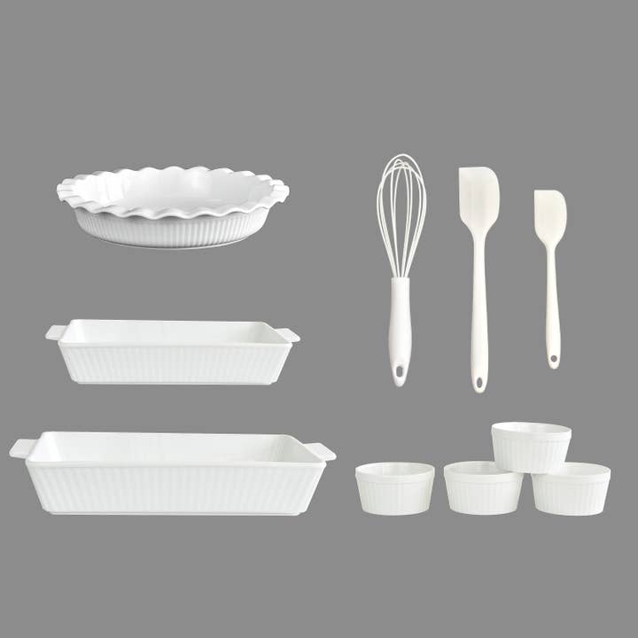 Gourmet Edge - Wholesale Baking Dish - 10-Piece Ceramic Bakeware Set – White2
