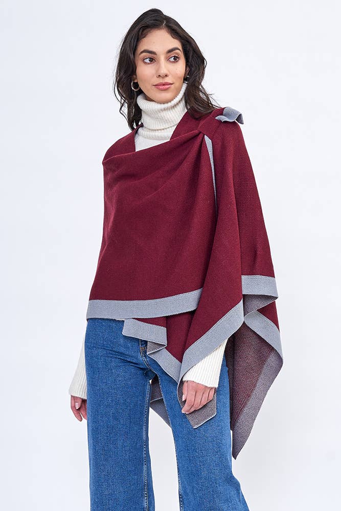 Hana - Venta al por mayor Poncho - Mujer - Ruana ribeteada con correa para el hombro1