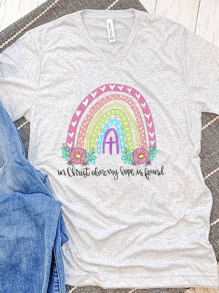 Painted Skies - Vente T-shirt sérigraphié – femme - In Christ Alone Rainbow Tee0
