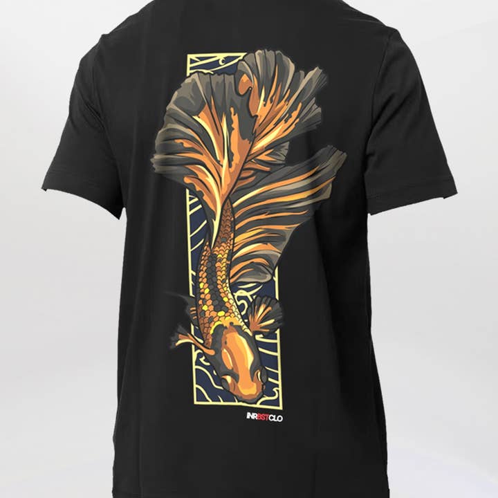 Black & Gold Fighting Fish Tee for wholesale by Inner Beast Clothing