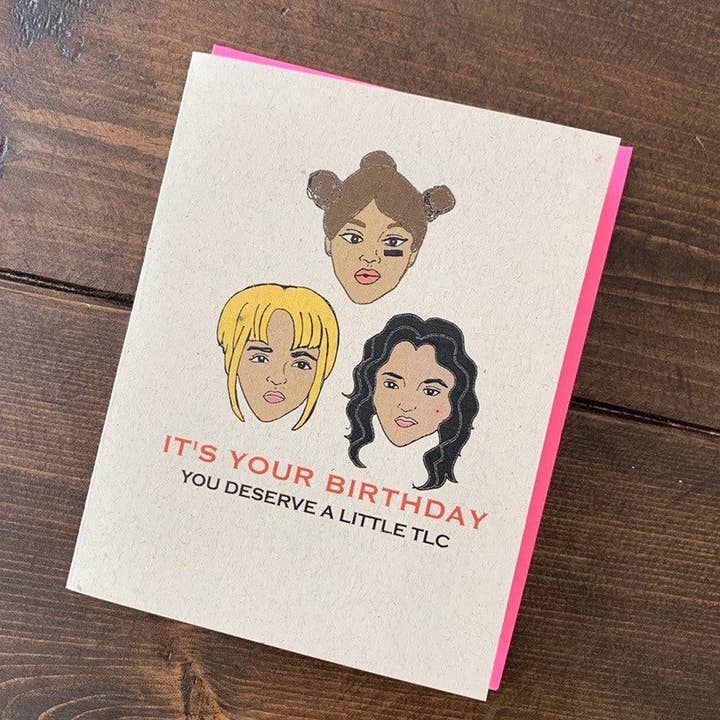 Papermain - Wholesale Birthday Card - TLC Birthday Card, Tbox Left Eye Chili Card, 90s Hip hop Card, 90s party, TLC no scrubs