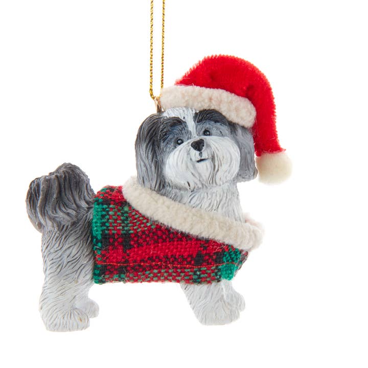 Kurt S. Adler, Inc. - Wholesale Ornament - 2.36" Resin Gray Shih-Tzu W/Coat Orn