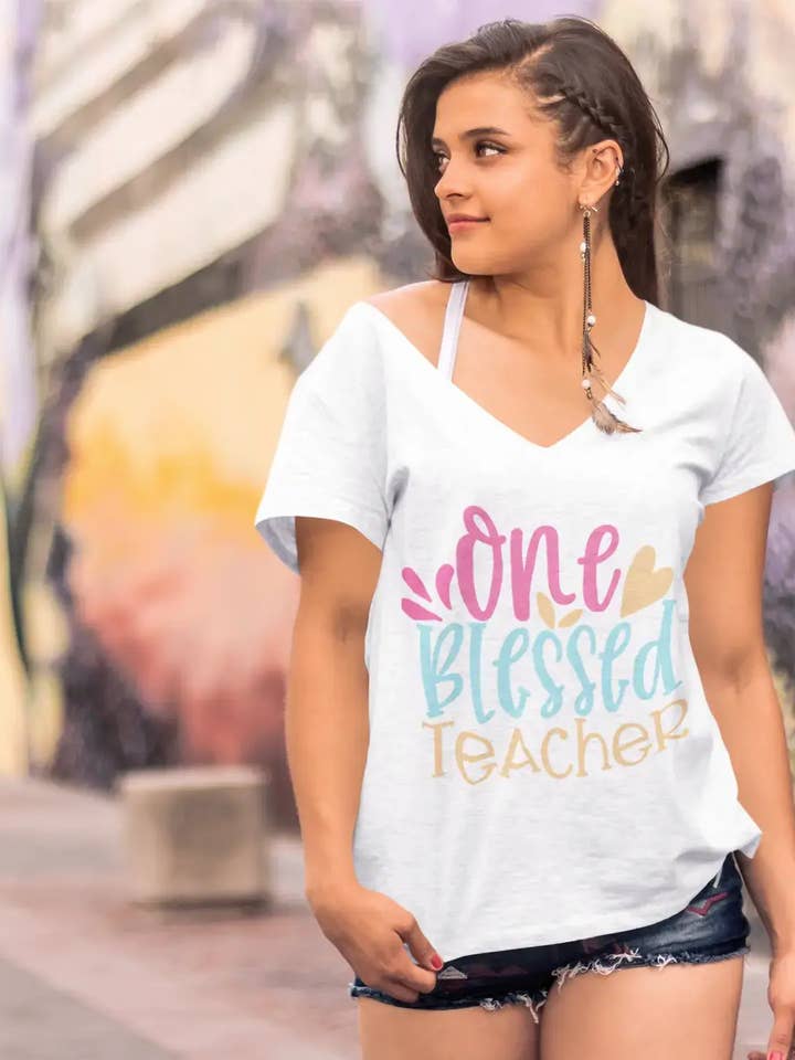 ULTRABASIC Women's T-Shirt One Blessed Teacher - Short Sleeve Tee Shirt Tops for wholesale by ULTRABASIC