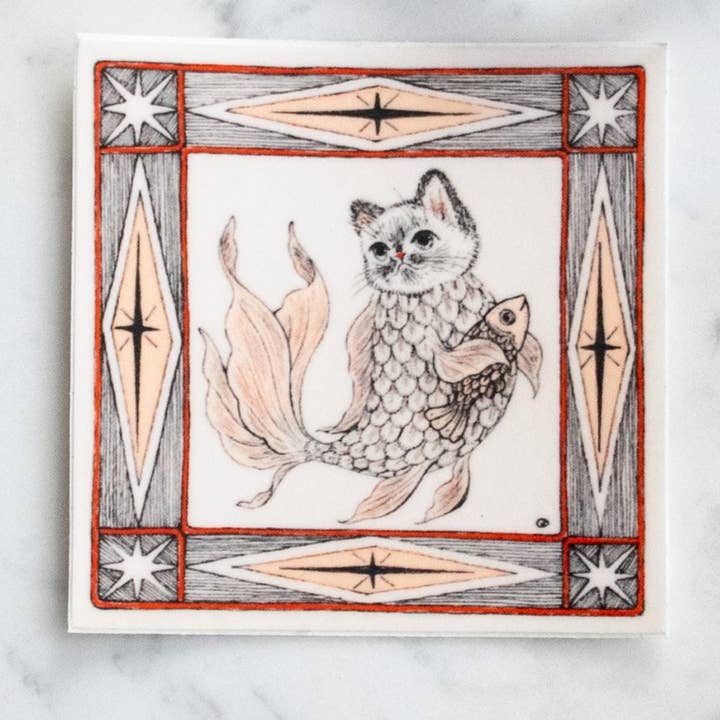 "Pisces Zodiac Kitty" Vinyl Sticker for wholesale by Po Yan Leung