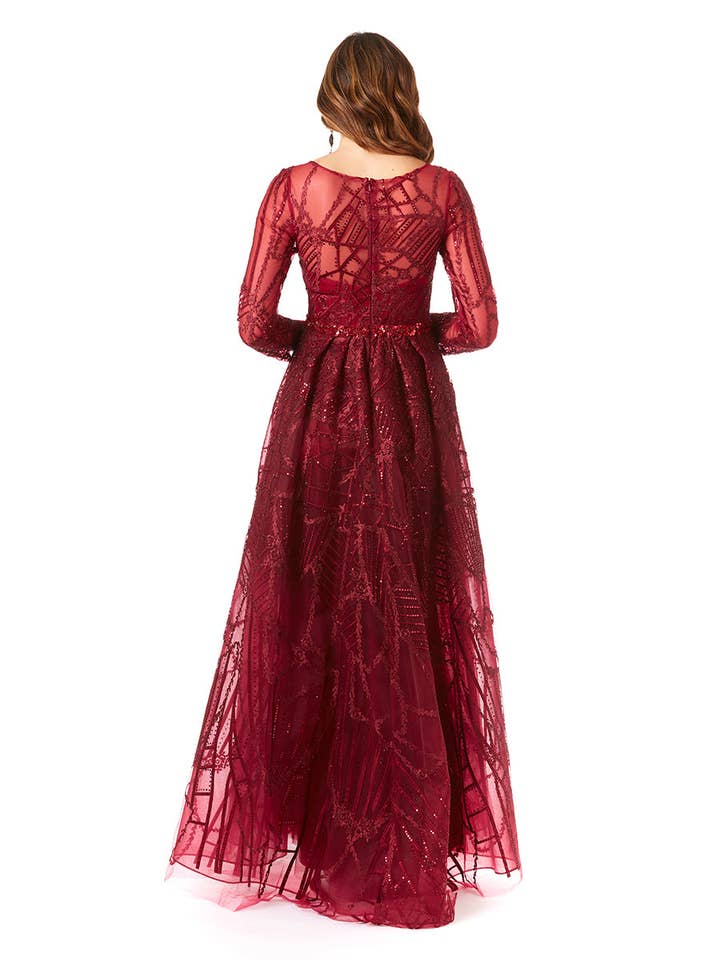 Lara New York - Wholesale Gown - Women's - Lara 29633 - Gorgeous Overskirt Dress with Long Sleeves1