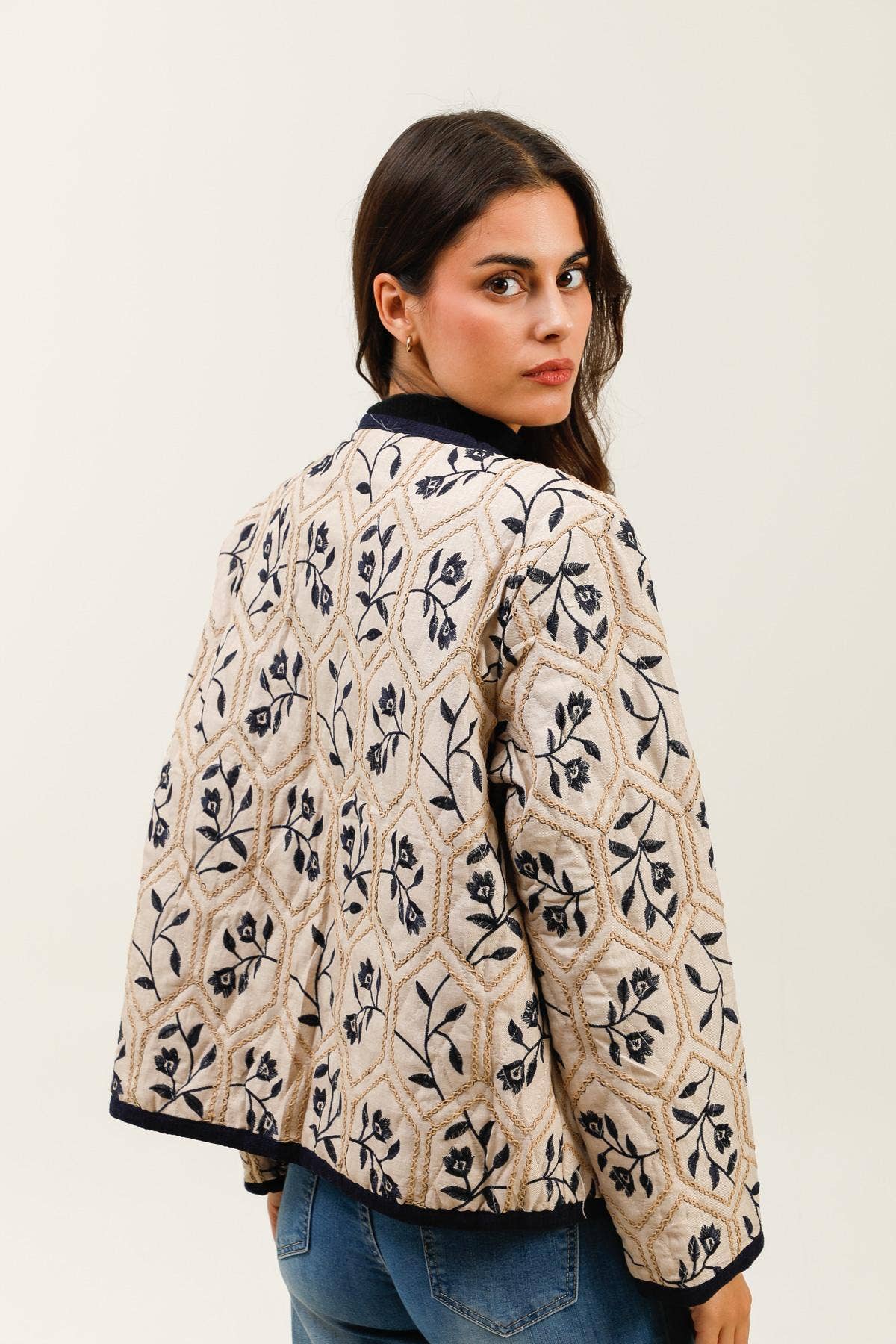 Beige Bohemian chic quilted jacket - XK002 for wholesale on Faire2