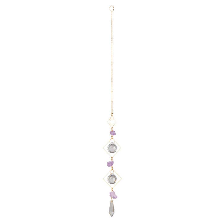 Benjamin International - Wholesale Suncatcher - SUN WITH AMETHYST DOUBLE TRIANGLE CRYSTAL SUNCATCHER
