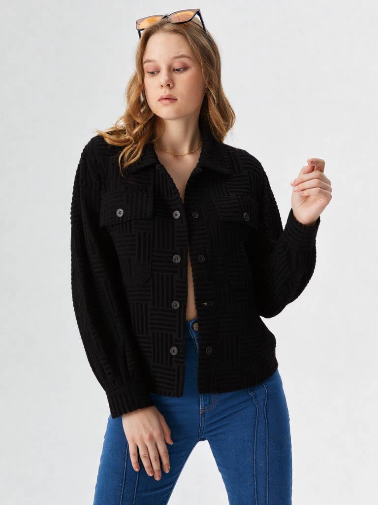 VERY J - Wholesale Shirt Jacket/Shacket - Women's - NJ90131-Embossed Soft Casual Shacket Jacket8