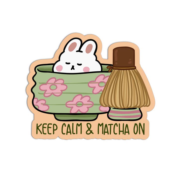Girls Printing House - Wholesale Sticker - Keep Calm & Matcha On Matcha Textured Stickers