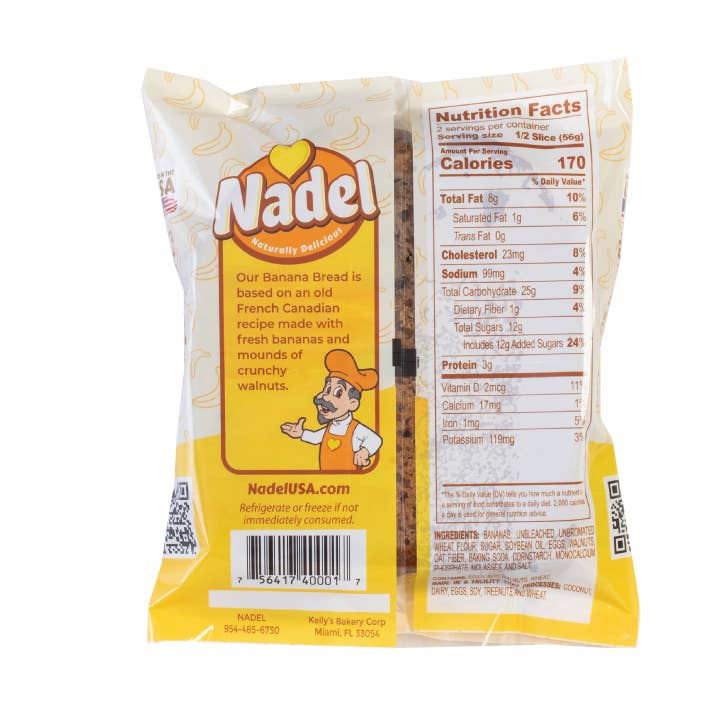 Nadel - Naturally Delicious - Wholesale Cake - Banana Walnut Bread, 24/4 oz Grab&Go Cake Slices