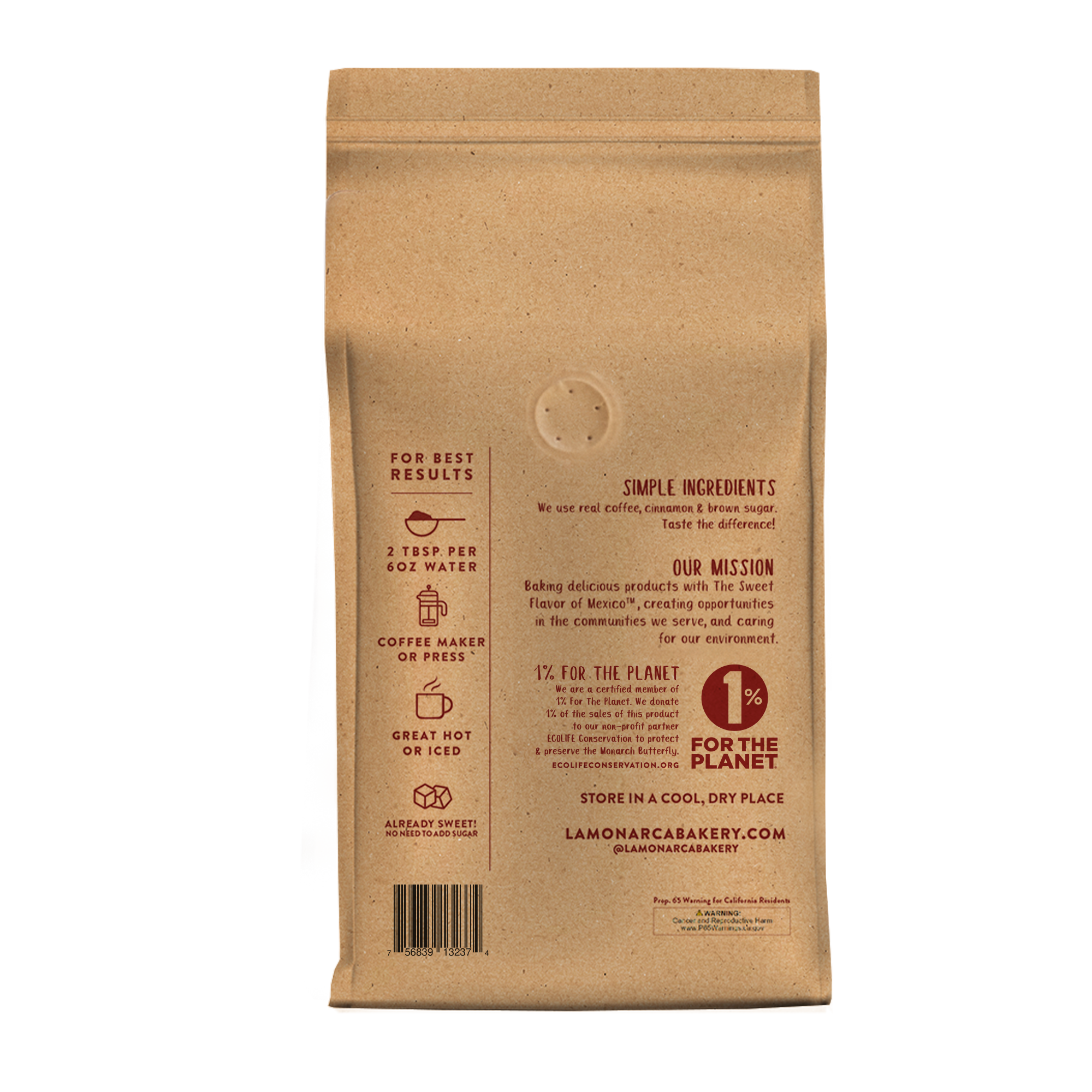 La Monarca Bakery - Wholesale Ground Coffee - Cafe de Olla Foodservice 2.5 LB Bag1