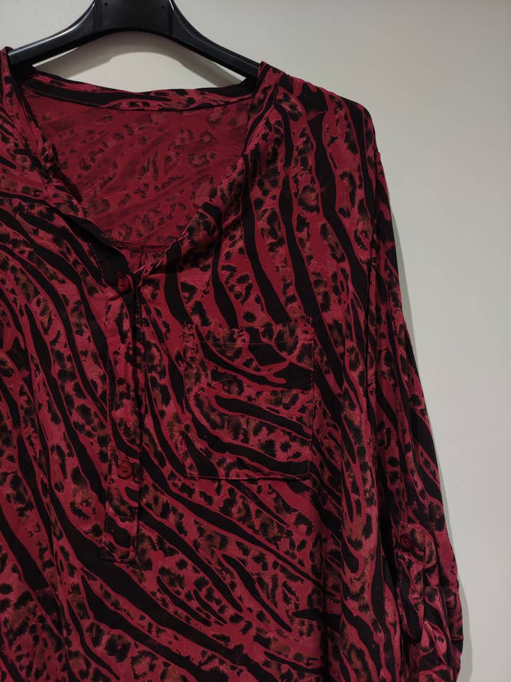 beige blue jean red dark white taupe khaki camel LISA tiger blouse - AH26 pack for wholesale on Faire9