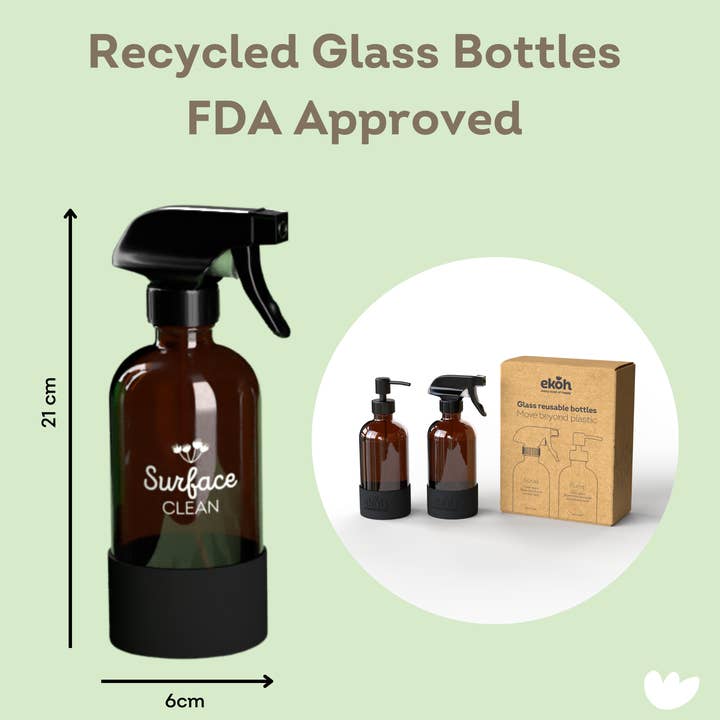 EKOH - Wholesale Soap Dispenser - Amber Bottles Bulk Buy Carton: 24 Brown Glass Soap Dispenser & Spray Bottles 500ml ea.3