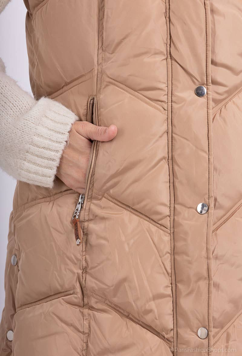 Saturne Paris - BIG SIZE EXCLUSIVE - Wholesale Outerwear Vest - Women's - Quilted Sleeveless Puffer Vest - Plus Size TG5822