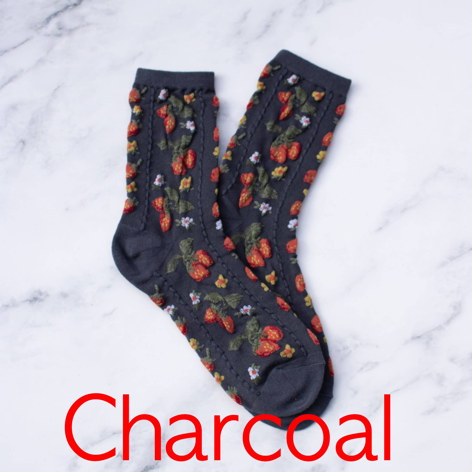 Tiepology - Vente Chaussettes – femme - Chaussettes décontractées motif ferme aux fraises4