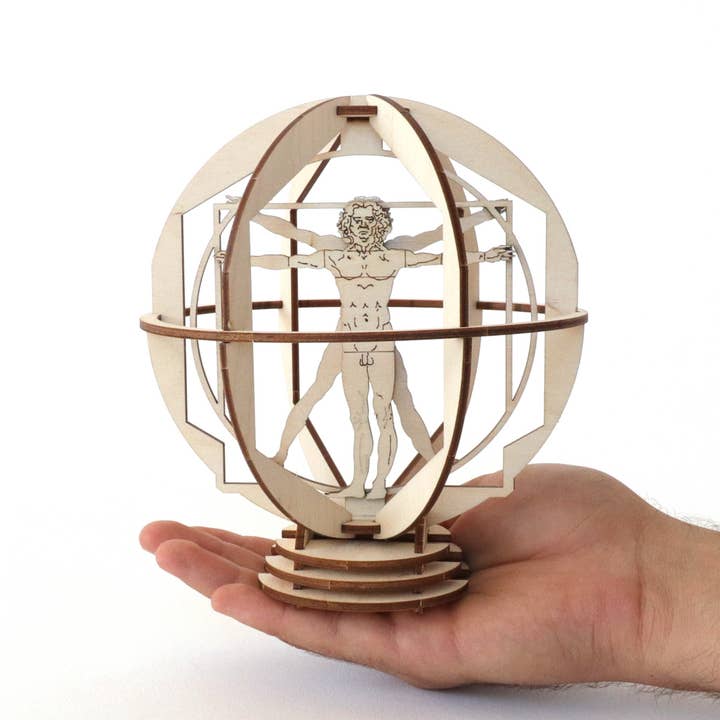Dahimo - Wholesale DIY Craft Kit - Da Vinci Small Rotating Vitruvian Man-Hist. Wooden Model Kit6