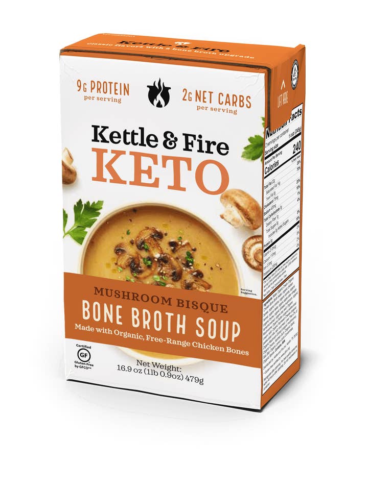 Soupe Keto bisque aux champignons 16.9oz pour la vente par Kettle & Fire