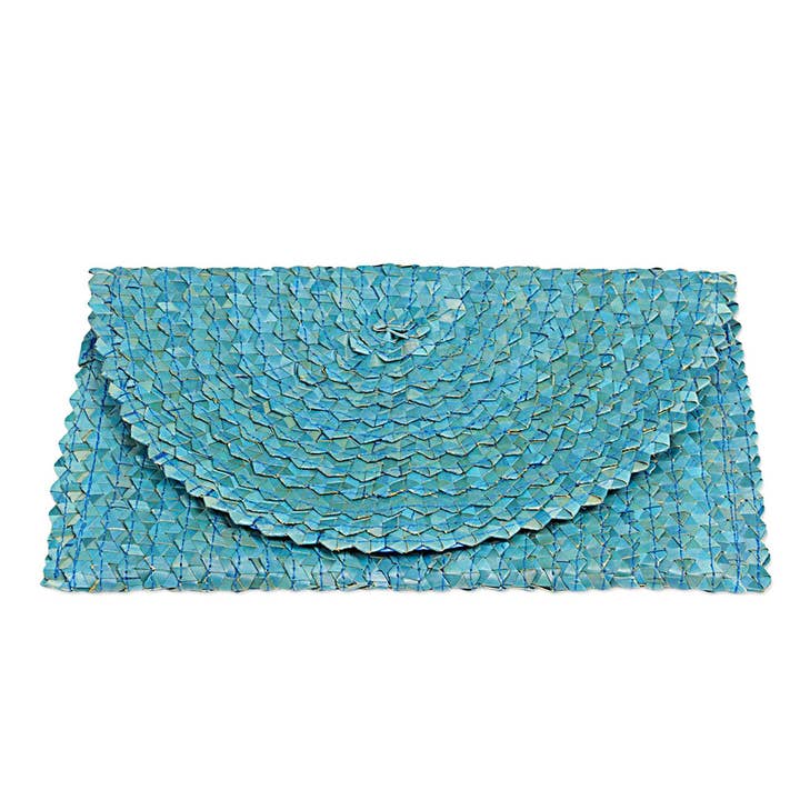 Bali Harvest – wholesale Clutch bag – women's – Straw Clutch Purse (Turquoise) - Summer Beach Handbag Wallet2