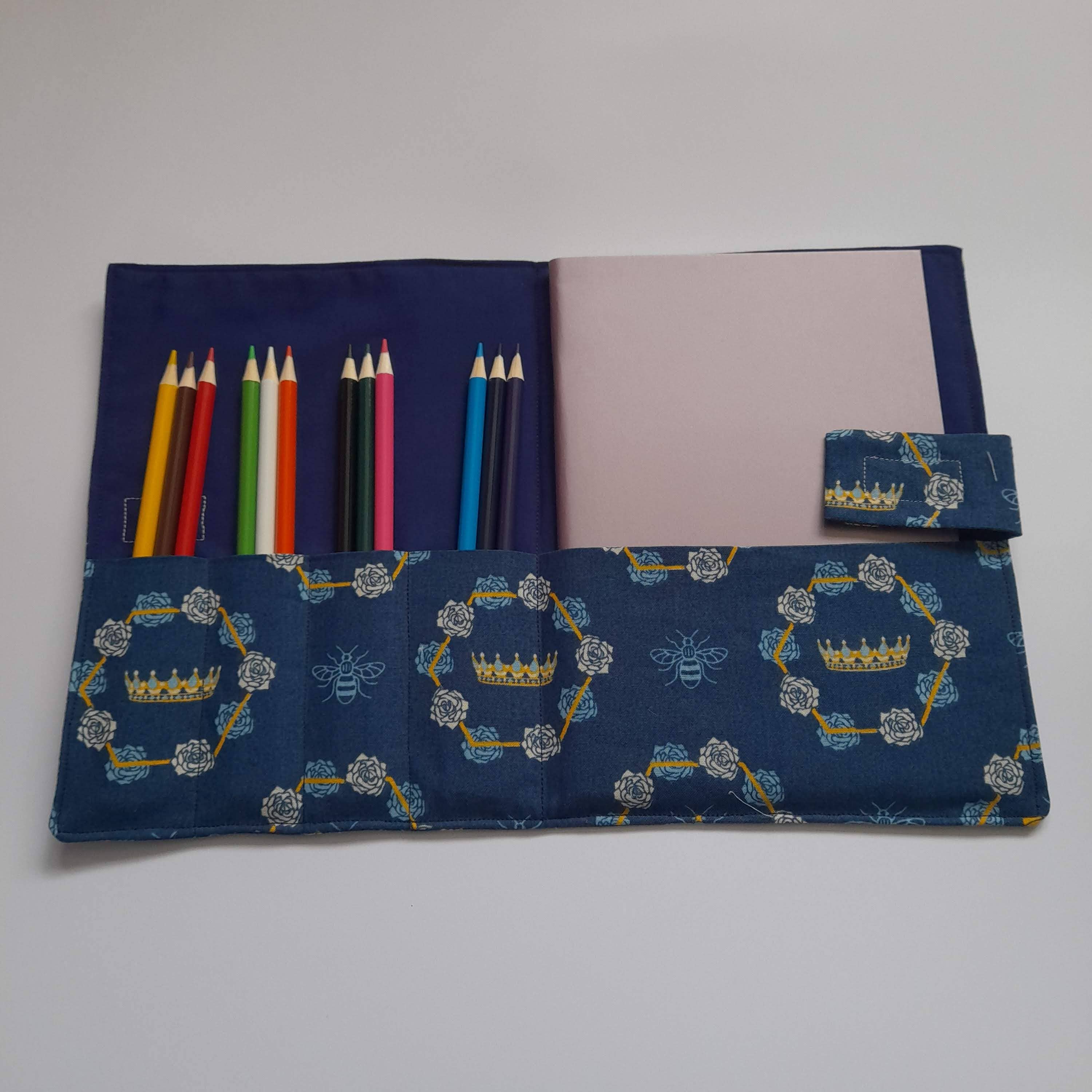 Handmade at Hazelwood - Wholesale Sketchbook/Sketchpad - Travel Art Folder with A5 sketchbook & 12 colouring pencils5
