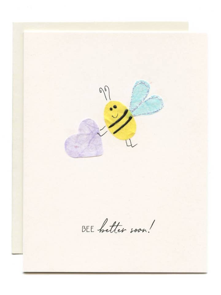 "Bee Better Soon" Bee w/ Flower for wholesale by FLAUNT HANDMADE CORRESPONDENCES