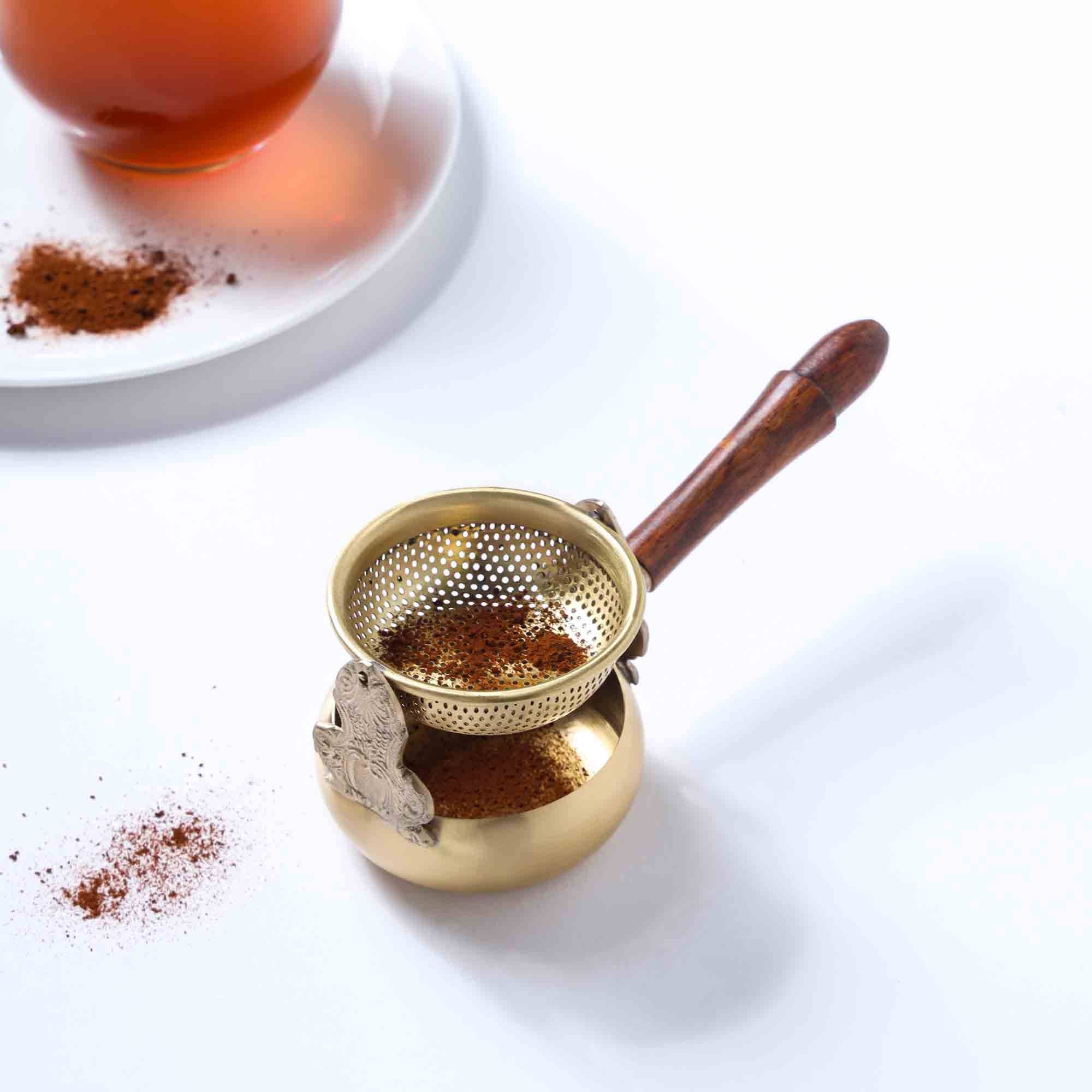 SAMA Homes - Wholesale Tea strainer/infuser - Traditional Brass Swing Tea Strainer with Wooden Handle – 6 Inch | Handmade Kitchen Tool for Authentic Tea Brewing2