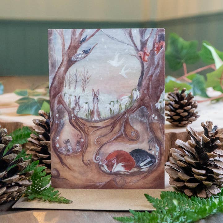 Imbolc | Woodland Animal Greeting Card | Snowdrops Card for wholesale by Zoë Rose
