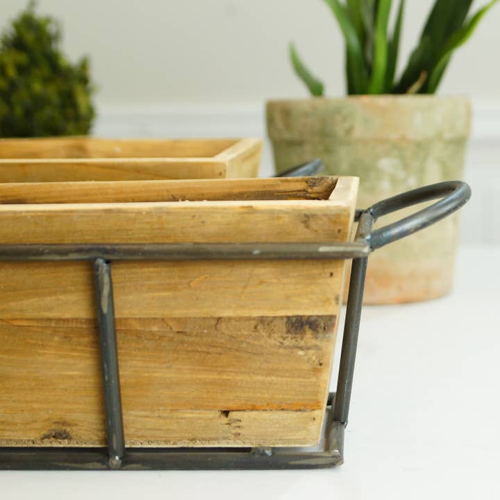 VIP Home & Garden - Wholesale Planter Box - Metal Framed Wood Planters Set of 2