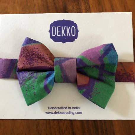 Emerald & Mauve Children's Upcycled Sari Bowtie for wholesale by Dekko Trading