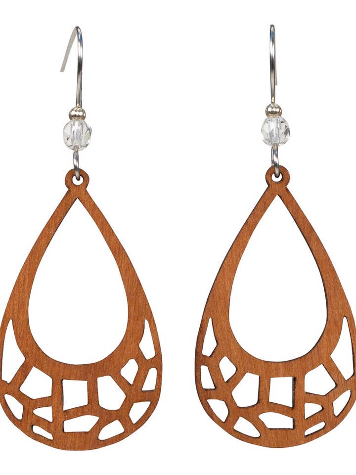 Teardrop Hoop Willow Earring Medium with Crystal Bead Accent for wholesale by Woodcutts Inc.