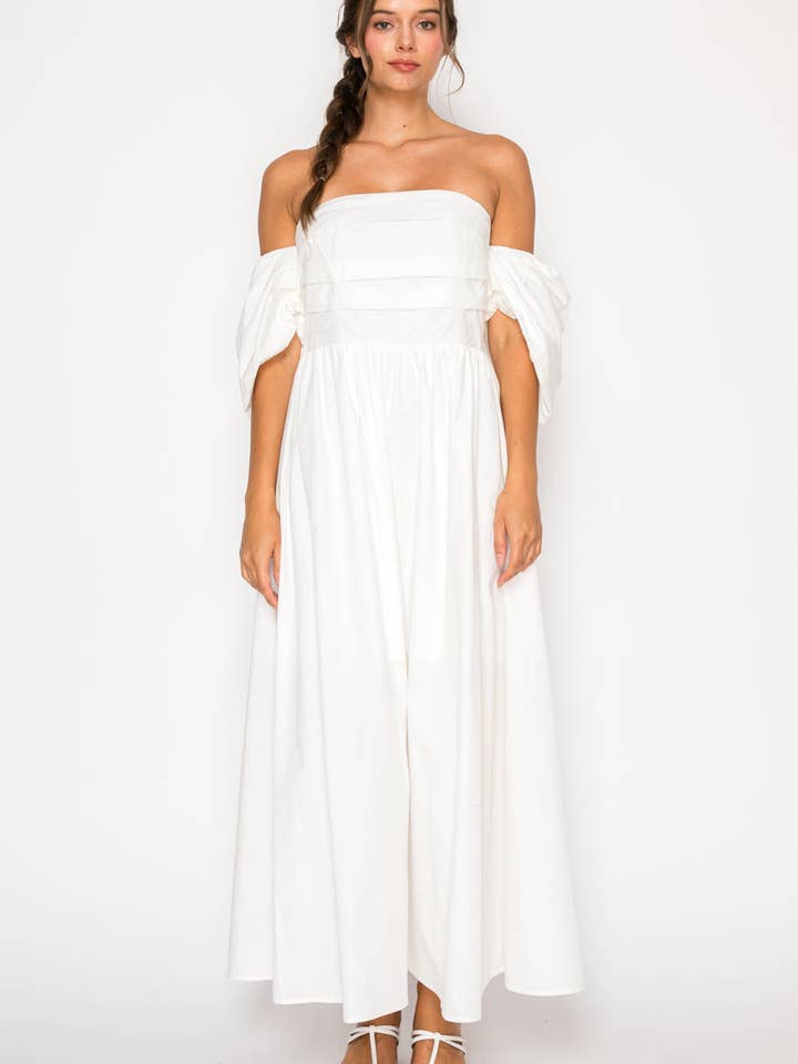 White Poplin Tube Maxi Dress for wholesale by Meet me in Santorini