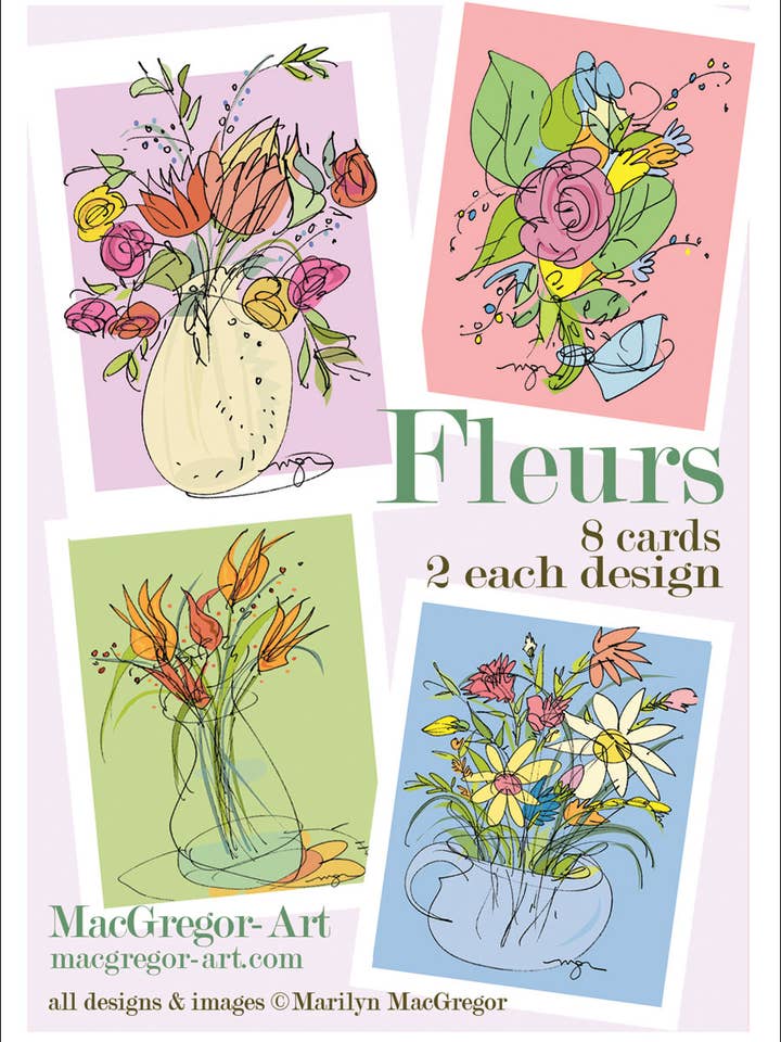 Set de cartes de notes FLEURS Rose pour la vente par MACGREGOR-ART