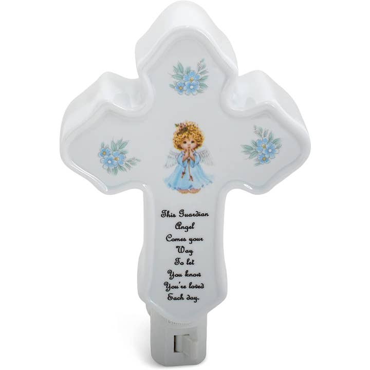 Luz de noche con cruz azul ángel guardián para venta al por mayor de CBE Inc