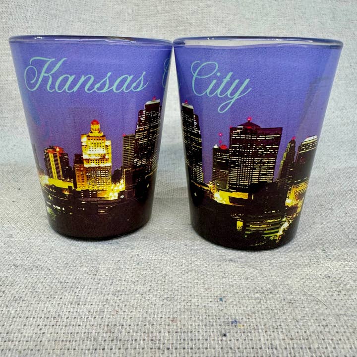 KC39-Liberty Memorial Skyline Shot Glass for wholesale by Avery Postcards and Gifts