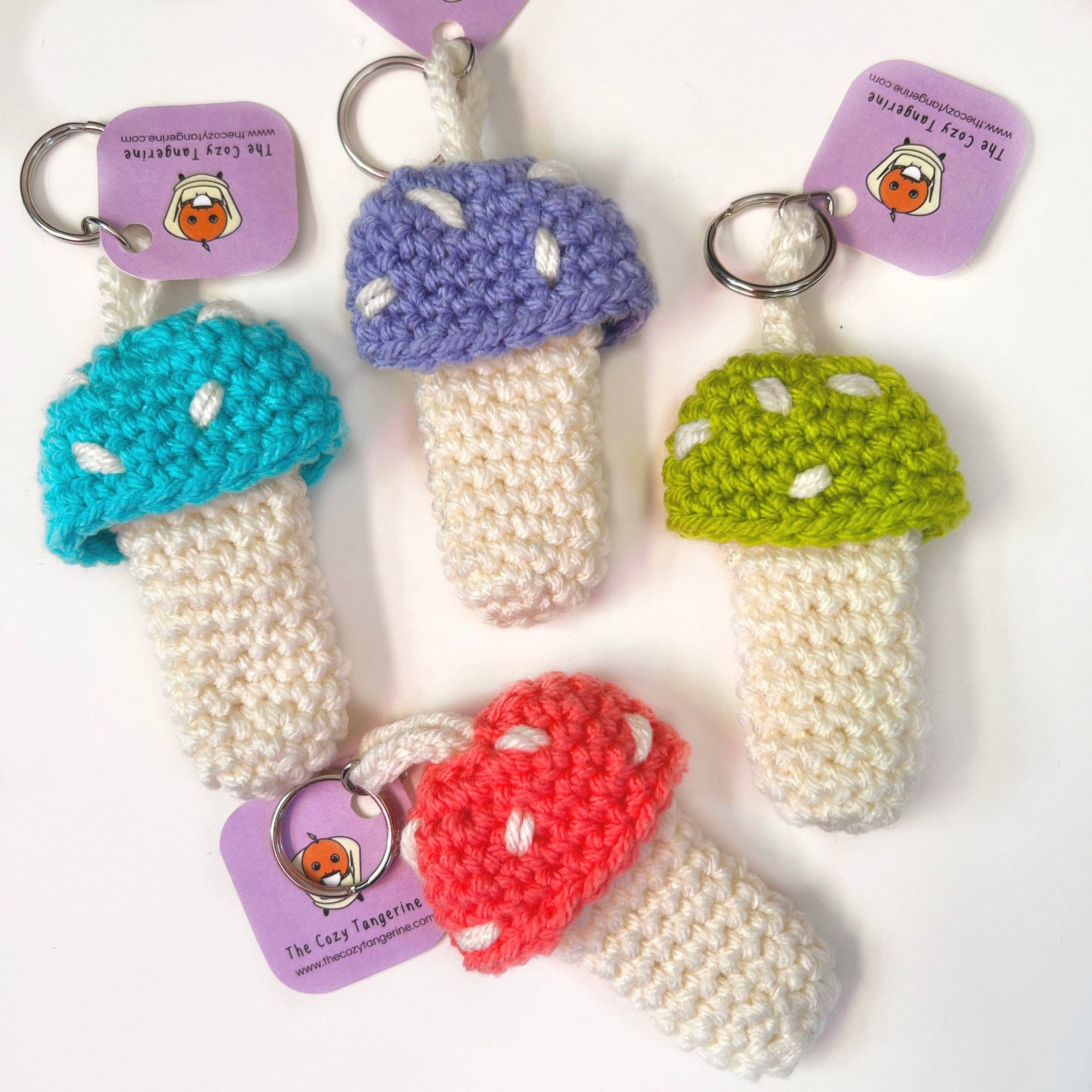 The Cozy Tangerine - Vente Porte-clés – femme - Porte-clés champignon | Briquet au crochet et porte-baume à lèvres12