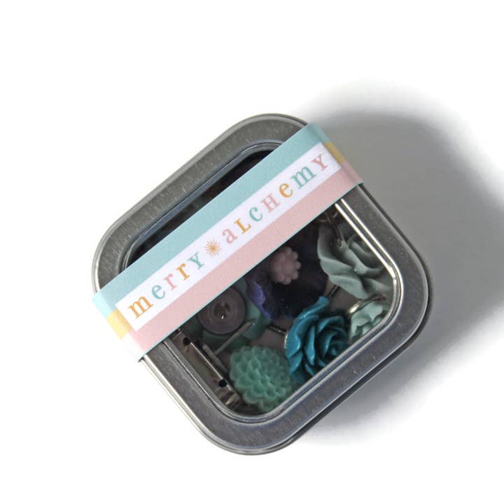 Merry Alchemy - Vendita all'ingrosso Puntine - Set puntine da disegno fiore blu5