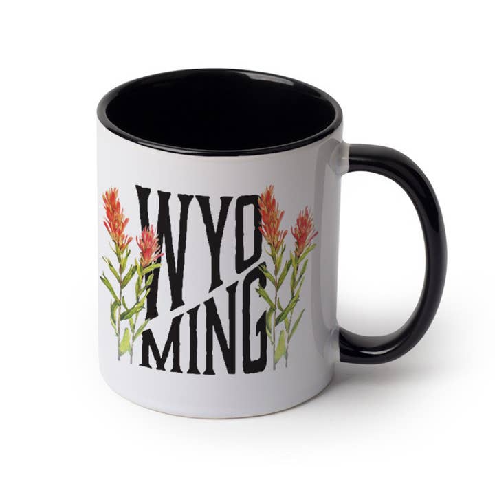 Wyoming Indian Paintbrush Inner Color Ceramic Mug for wholesale by This Joyful Home