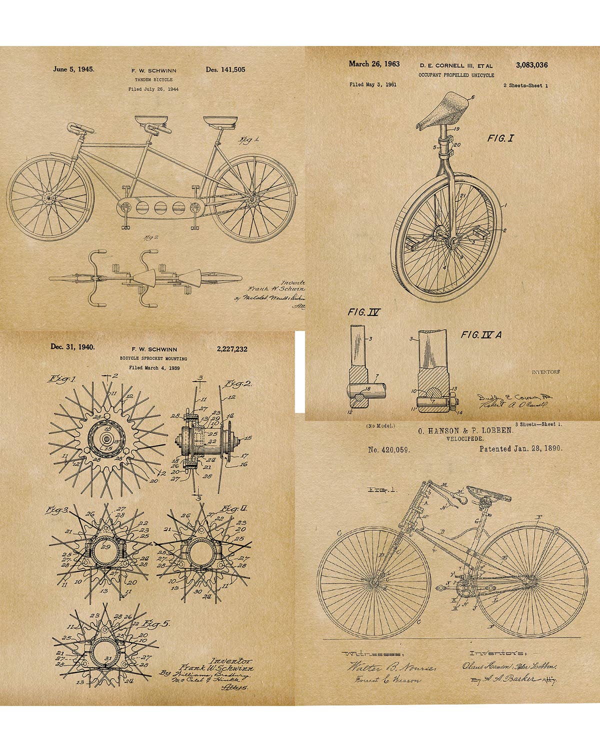 Fresh Prints of CT - Wholesale Art Print - PAP Bicycle Set0