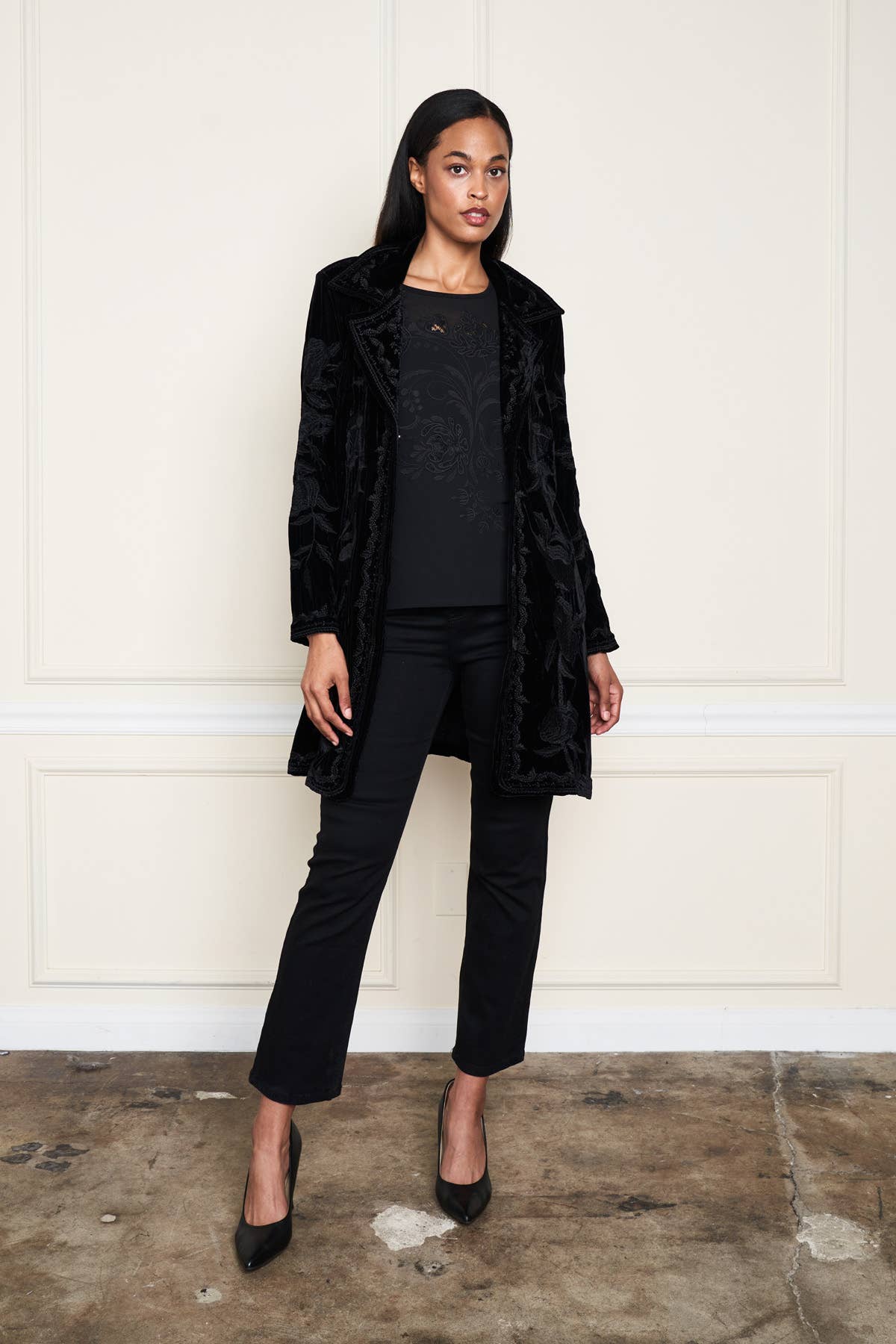 Paparazzi – Engroshandel Jakke - Dame – XY-8176 Stretch fløjl knap tonal broderet jakke21