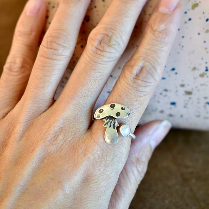 Chloeography – wholesale Cocktail/Statement Ring – Magiska svamp Ring - Sterling Silver, månsten