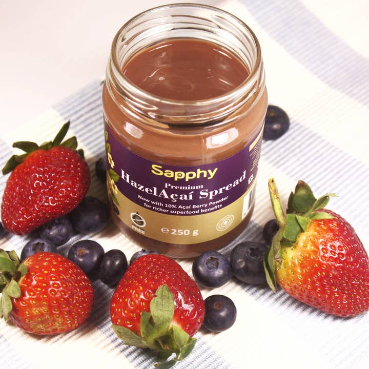 Sapphy Premium HazelAçaí Spread – 250g | Superfood Hazelnut & Açaí Blend | Palm Oil-Free and other Purchase Wholesale wasabi paste. Free Returns & Net 60 Terms on Faire trending on Faire.