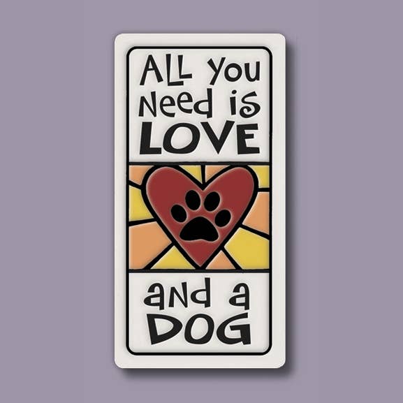 905 - Love and A Dog Magnet for wholesale by Macone Clay / Spooner Creek