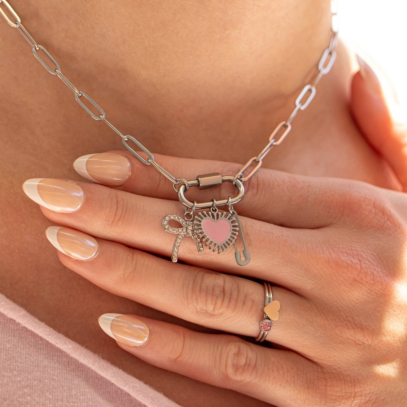 WJW – wholesale Kedjehalsband – 18K guld PVD-pålägg pappersklämma med karbinhake halsband19