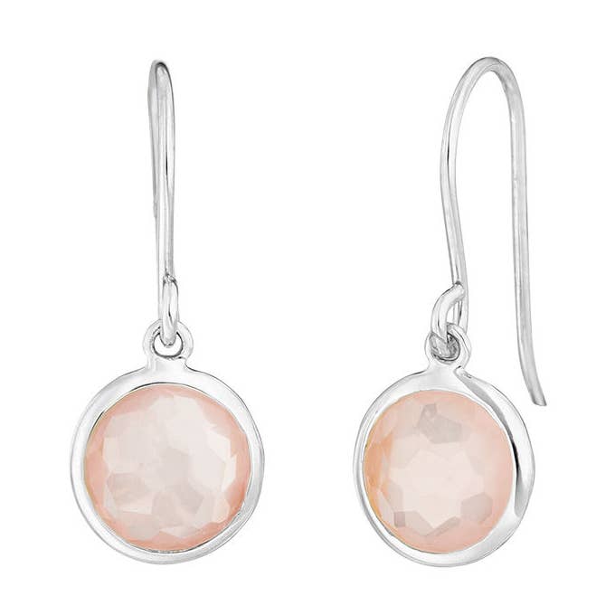14K white gold rose quartz earrings for wholesale by Leaf Jewelry
