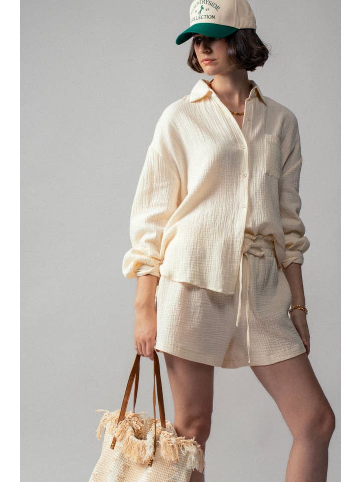 Urban Daizy - Wholesale Lounge Set - Women's - Crinkle Cotton Gauze Resort Button-Up Set29