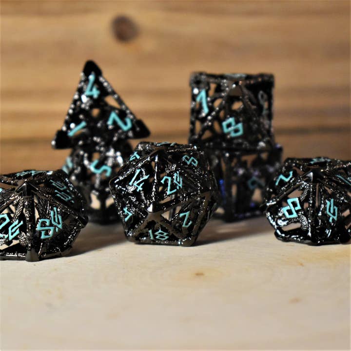 Lendas de Valhalla - Conjunto de Dados Metálicos Ocos Preto e Azul por atacado de Misty Mountain Gaming
