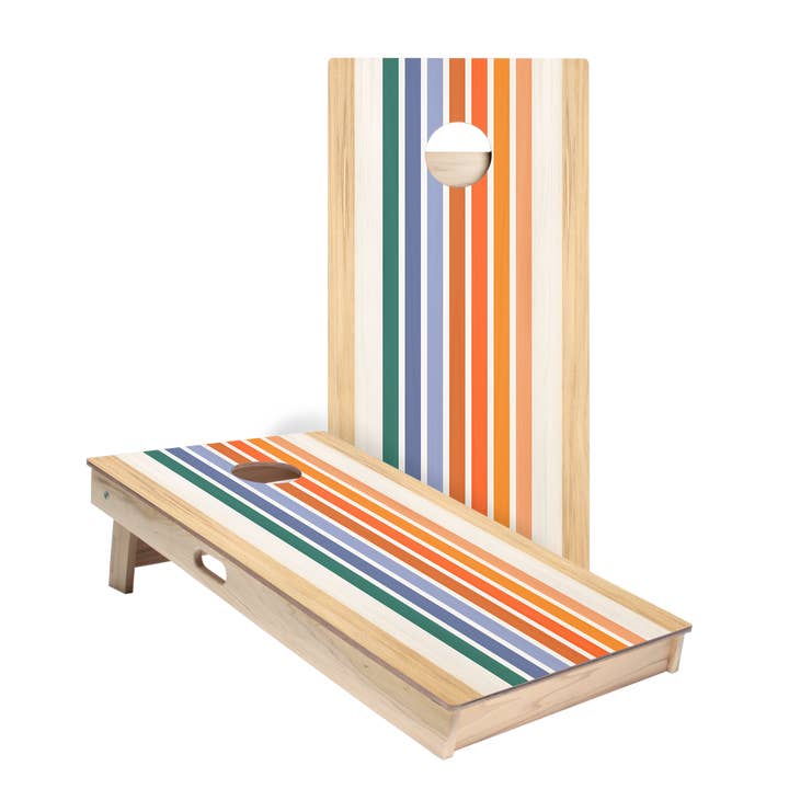 Summer Retro Stripes Star Cornhole Boards for wholesale by American Cornhole Association