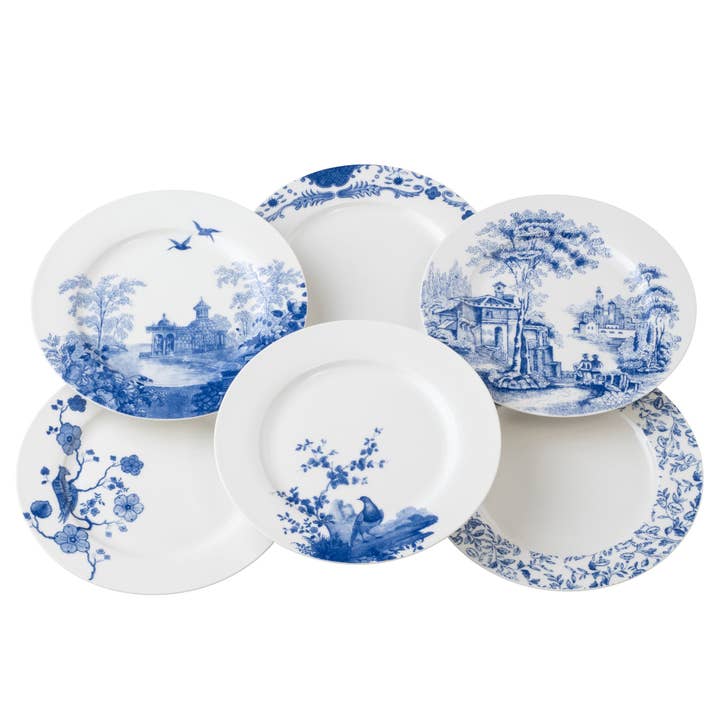 Aynsley Archive Blue Teaplates Set of 6 for wholesale by Aynsley Fine Bone China